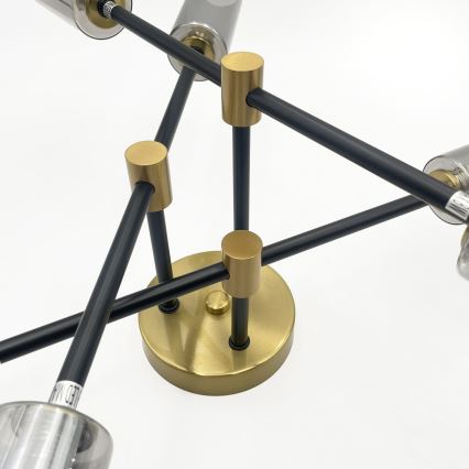 Flush-mount chandelier TESSA 6xG9/5W/230V brass/smoked black