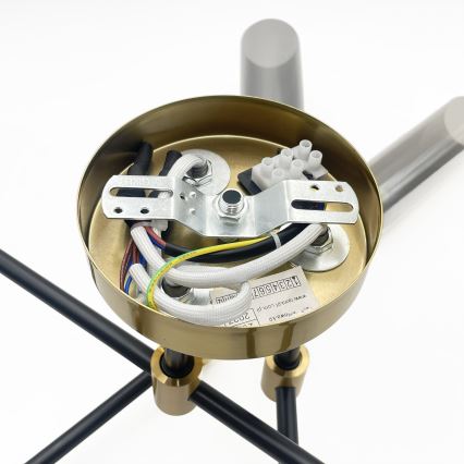 Flush-mount chandelier TESSA 6xG9/5W/230V brass/smoked black