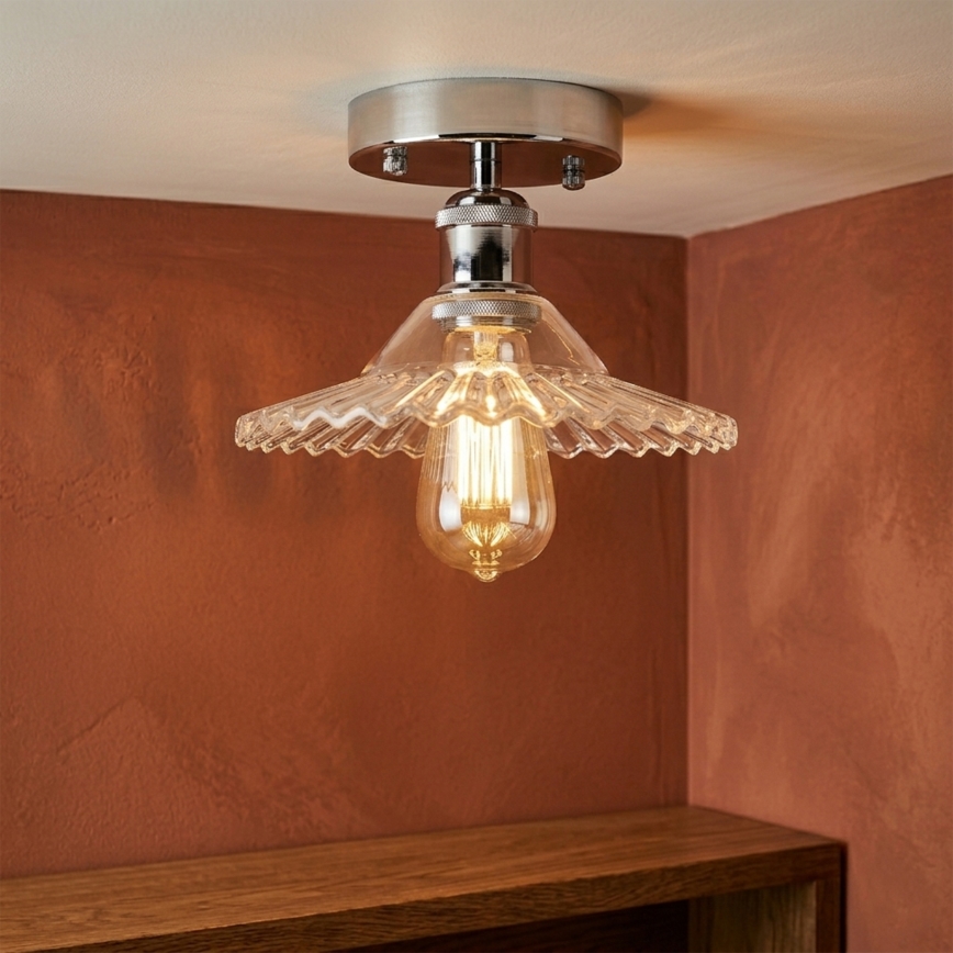 Flush-mount chandelier TRISH 1xE27/15W/230V polished chrome/clear