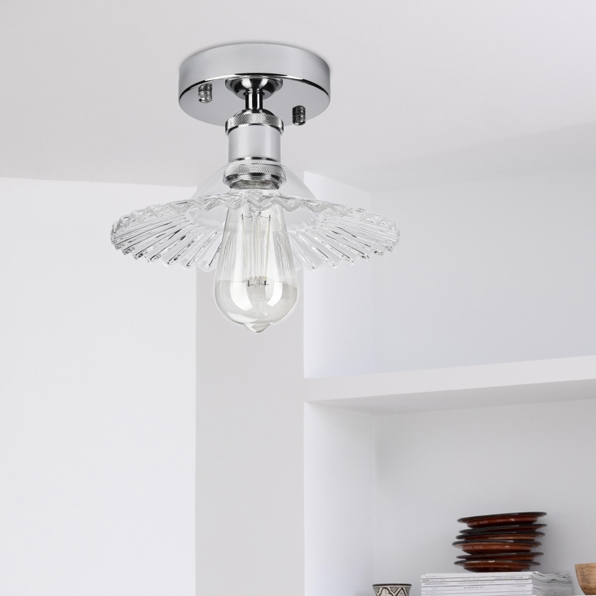 Flush-mount chandelier TRISH 1xE27/15W/230V polished chrome/clear