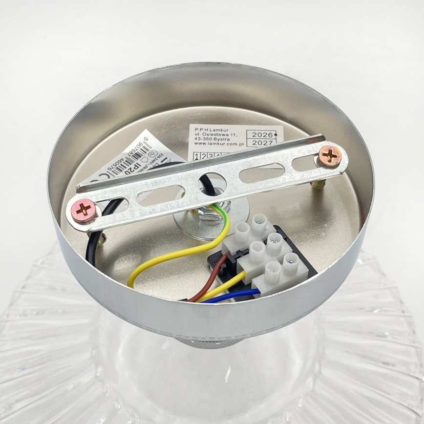 Flush-mount chandelier TRISH 1xE27/15W/230V polished chrome/clear