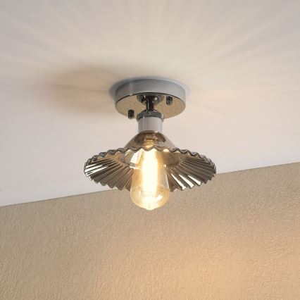 Flush-mount chandelier TRISH 1xE27/15W/230V polished chrome/smoked black