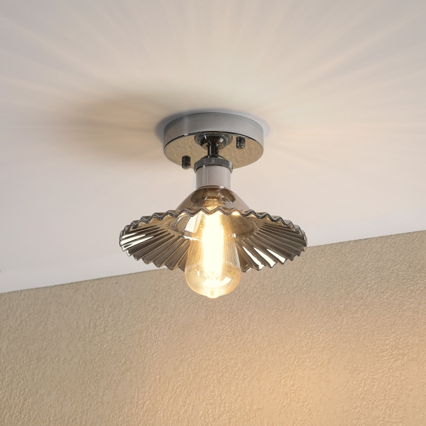 Flush-mount chandelier TRISH 1xE27/15W/230V polished chrome/smoked black