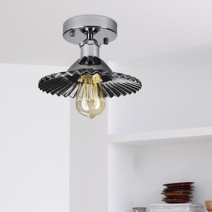 Flush-mount chandelier TRISH 1xE27/15W/230V polished chrome/smoked black