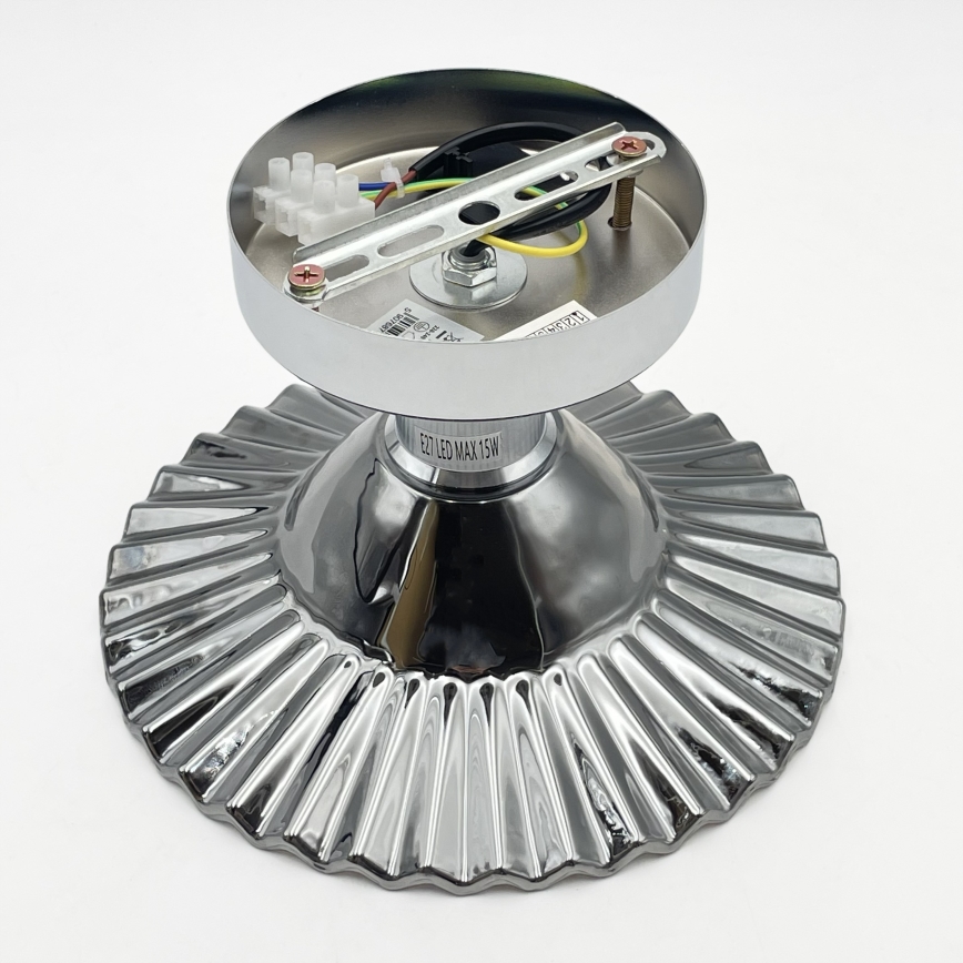 Flush-mount chandelier TRISH 1xE27/15W/230V polished chrome/smoked black