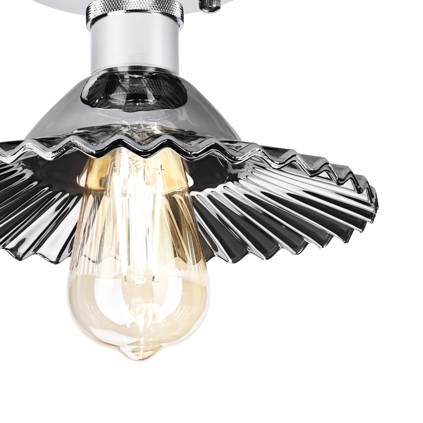 Flush-mount chandelier TRISH 1xE27/15W/230V polished chrome/smoked black