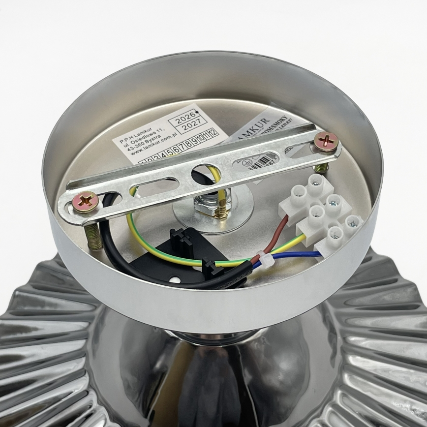 Flush-mount chandelier TRISH 1xE27/15W/230V polished chrome/smoked black