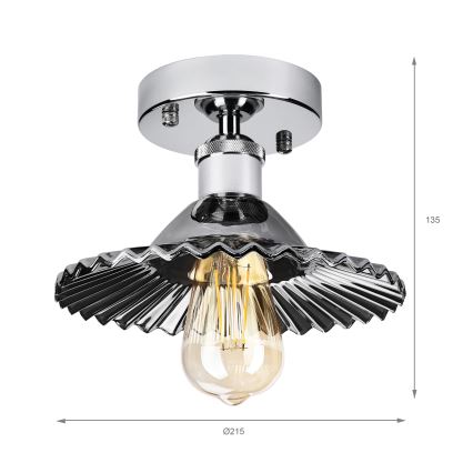 Flush-mount chandelier TRISH 1xE27/15W/230V polished chrome/smoked black