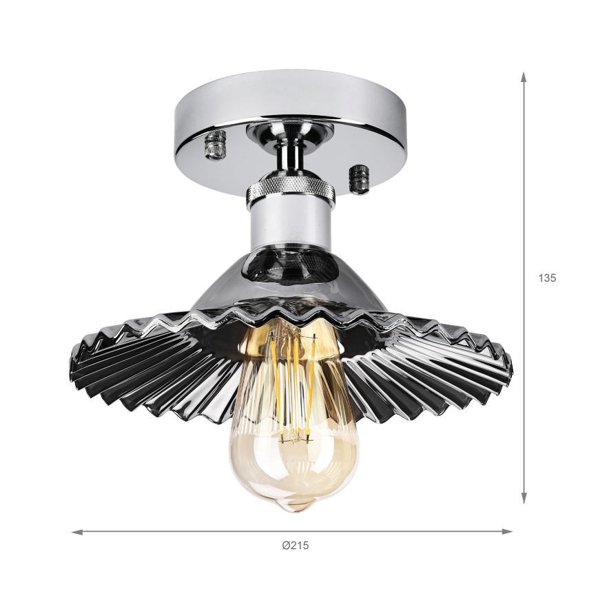 Flush-mount chandelier TRISH 1xE27/15W/230V polished chrome/smoked black