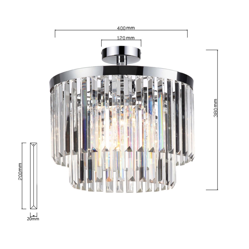 Flush-mount chandelier VETRO 4xE14/40W/230V, polished chrome