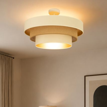 Flush-mount chandelier WENTA 1xE27/60W/230V Ø 50 cm beige/gold