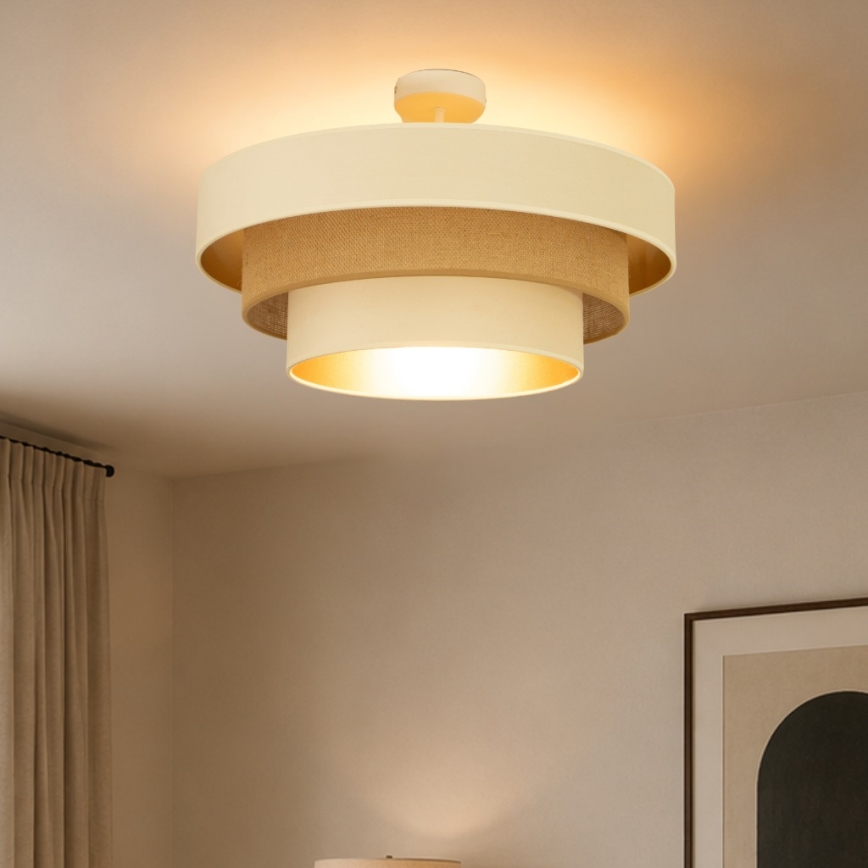 Flush-mount chandelier WENTA 1xE27/60W/230V Ø 50 cm beige/gold