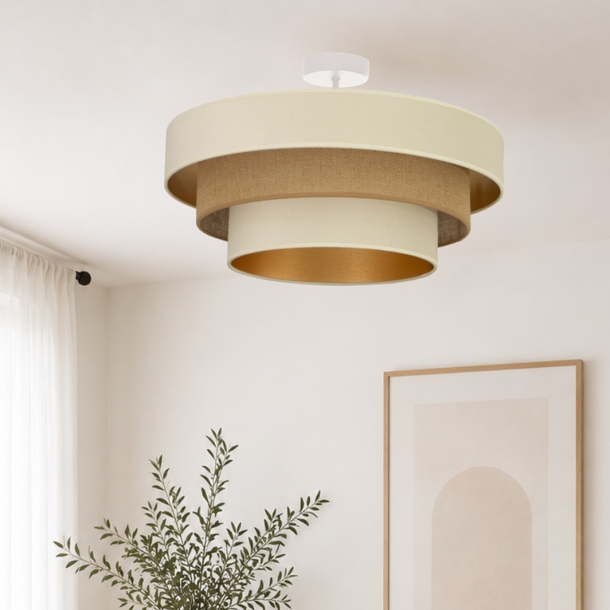 Flush-mount chandelier WENTA 1xE27/60W/230V Ø 50 cm beige/jute