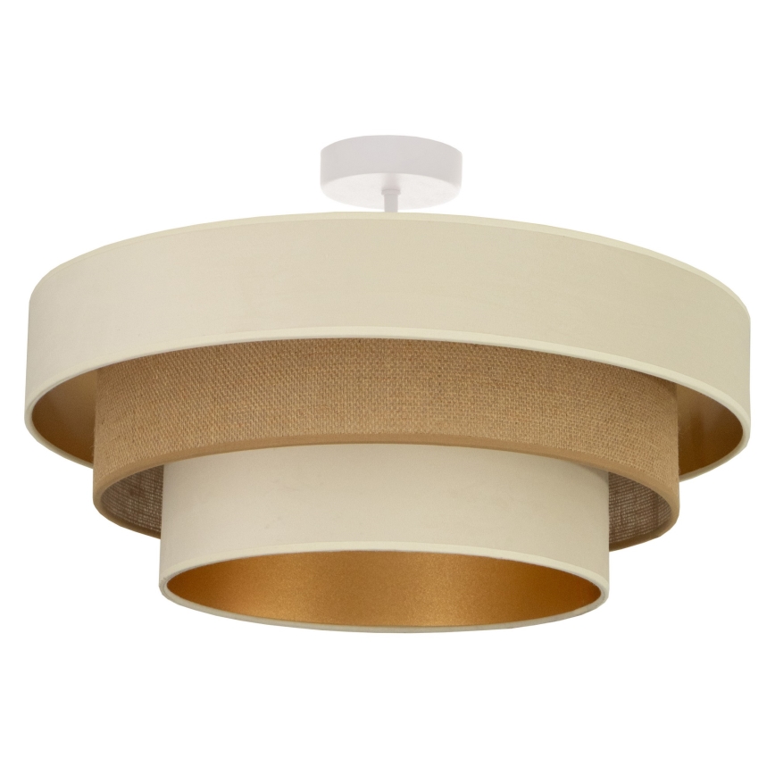 Flush-mount chandelier WENTA 1xE27/60W/230V Ø 50 cm beige/jute