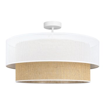 Flush-mounted ceiling light BORHO 1xE27/60W/230V Ø 50 cm white/jute