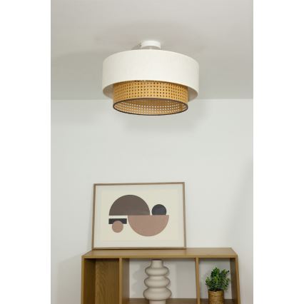 Flush-mounted ceiling light NATIA 1xE27/60W/230V Ø 45 cm white/brown