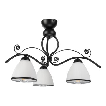 Flush-mounted ceiling light RETRO 3xE27/60W/230V black/white