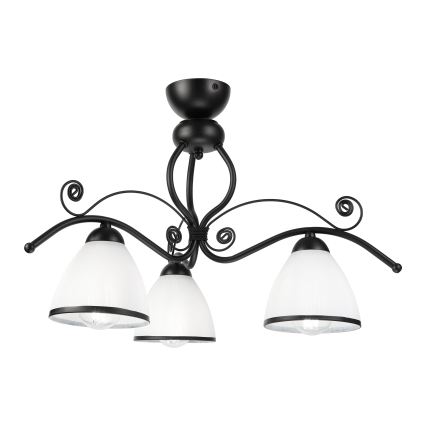 Flush-mounted ceiling light RETRO 3xE27/60W/230V black/white