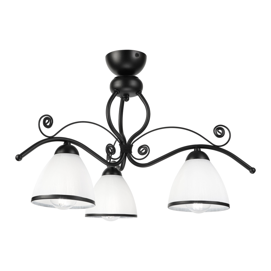 Flush-mounted ceiling light RETRO 3xE27/60W/230V black/white