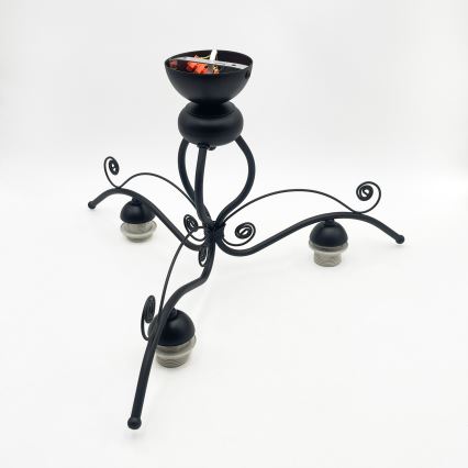 Flush-mounted ceiling light RETRO 3xE27/60W/230V black/white