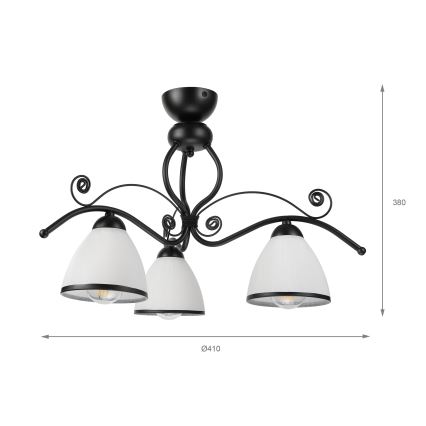 Flush-mounted ceiling light RETRO 3xE27/60W/230V black/white