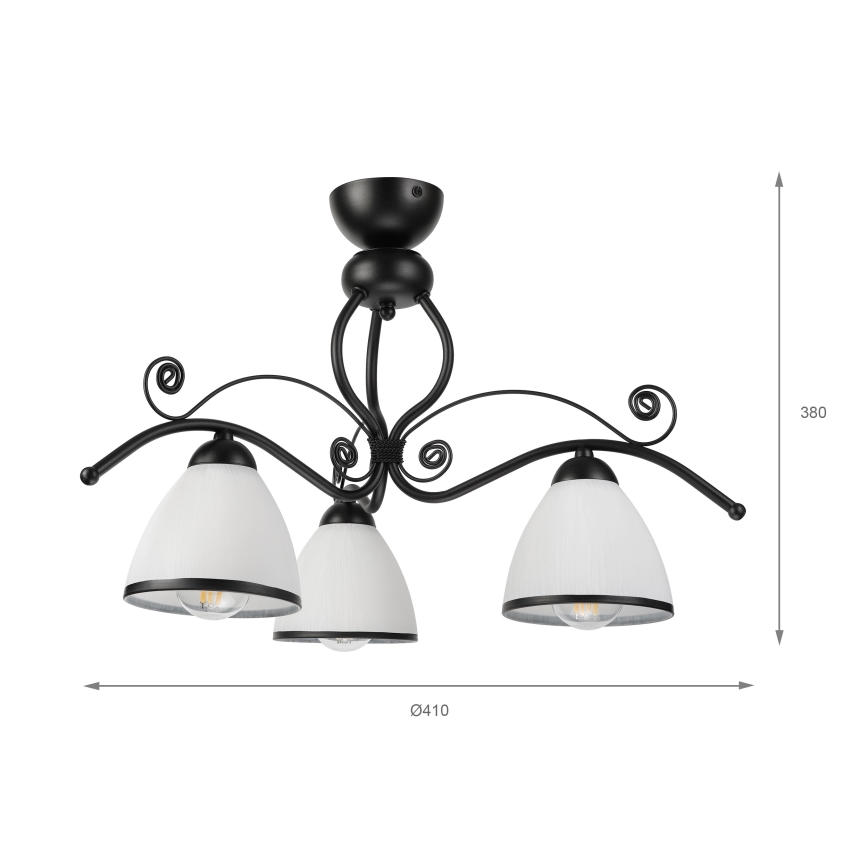 Flush-mounted ceiling light RETRO 3xE27/60W/230V black/white