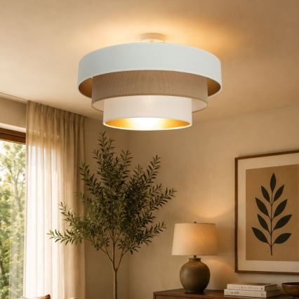 Flush-mounted ceiling light WENTA 1xE27/60W/230V Ø 50 cm white/brown