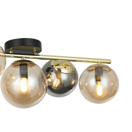 Flush-mounted chandelier AURIS 5xE14/15W/230V gold/smoky black/beige