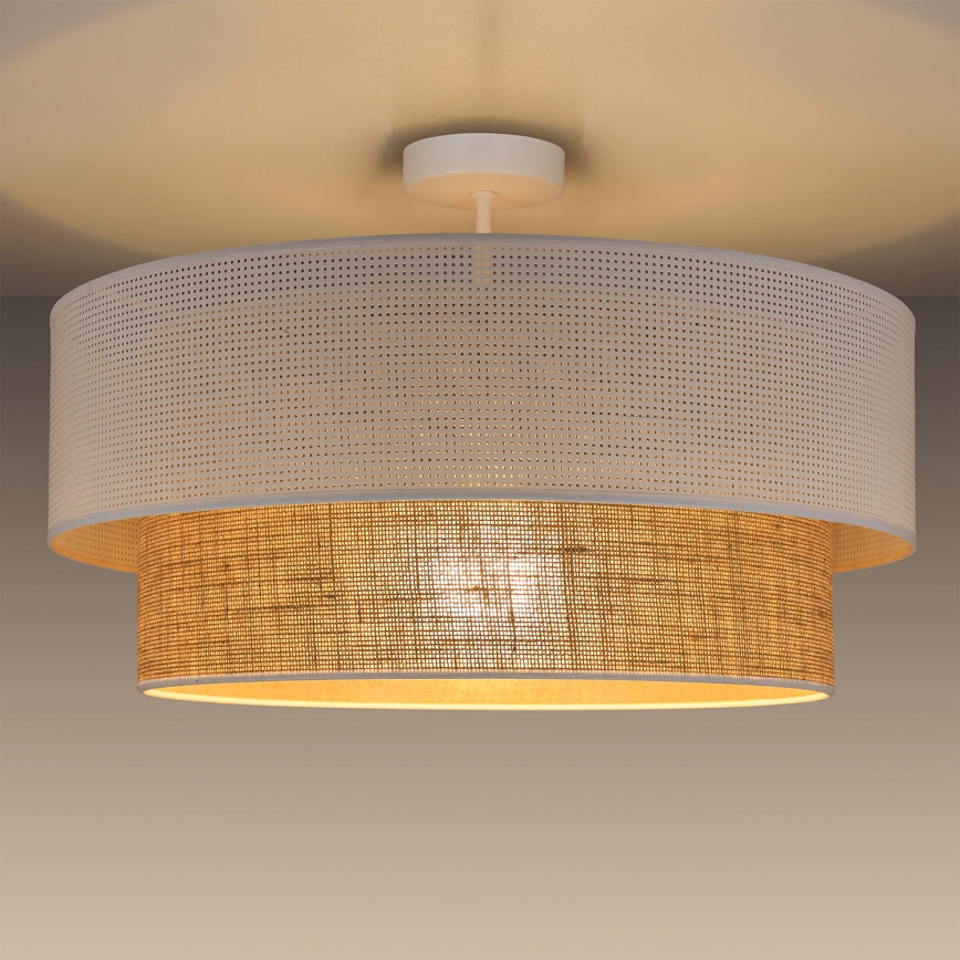 Flush-mounted chandelier BORHO 1xE27/60W/230V white/jute