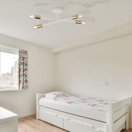 Flush-mounted chandelier CAMBRIDGE 4xE27/15W/230V brass/white