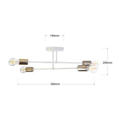 Flush-mounted chandelier CAMBRIDGE 4xE27/15W/230V brass/white