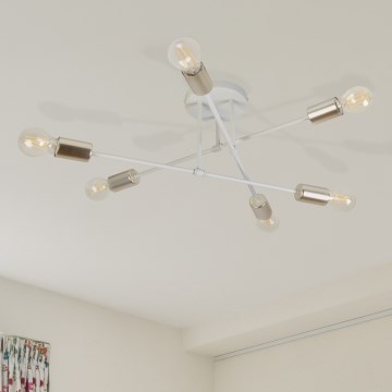 Flush-mounted chandelier CAMBRIDGE 6xE27/15W/230V brass/white