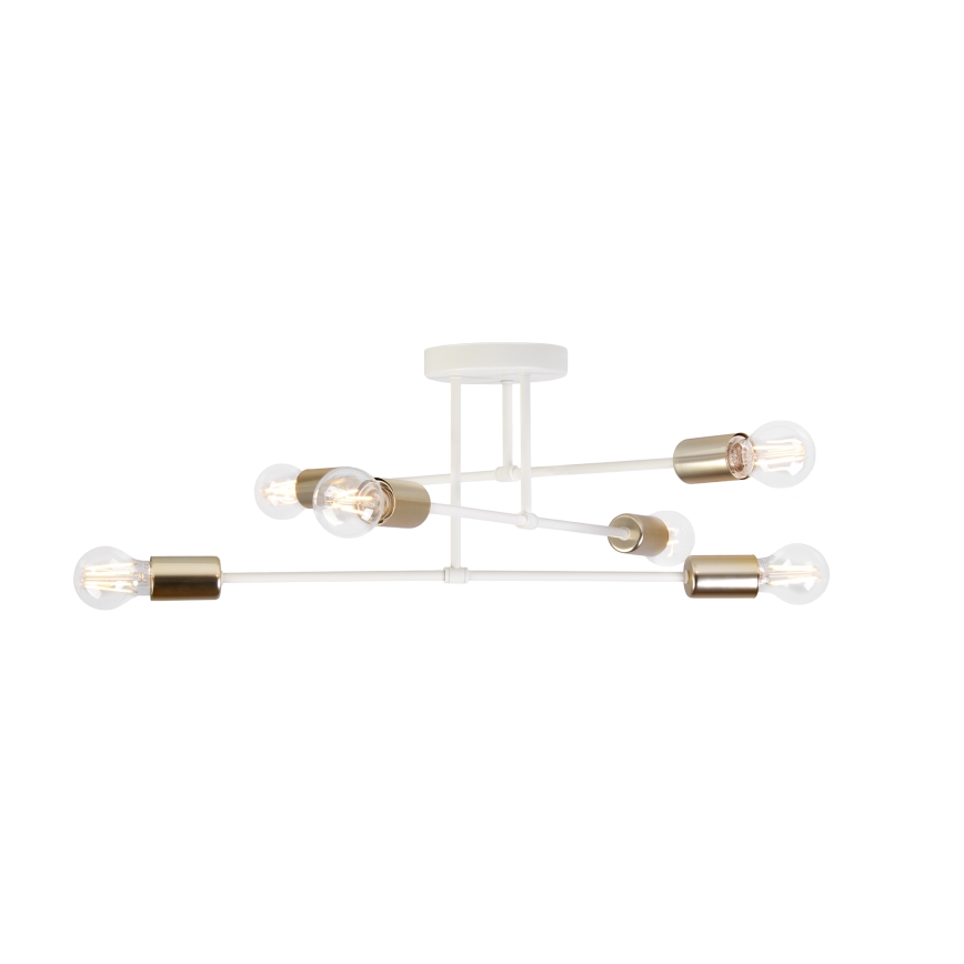 Flush-mounted chandelier CAMBRIDGE 6xE27/15W/230V brass/white
