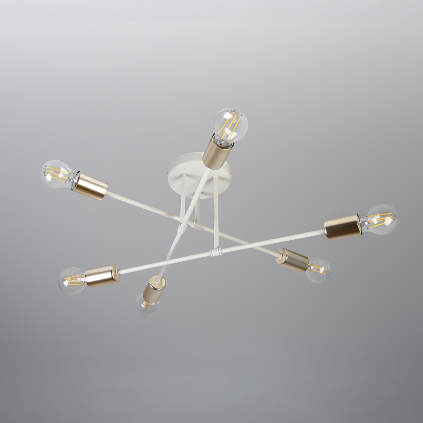 Flush-mounted chandelier CAMBRIDGE 6xE27/15W/230V brass/white