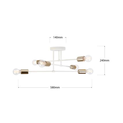 Flush-mounted chandelier CAMBRIDGE 6xE27/15W/230V brass/white