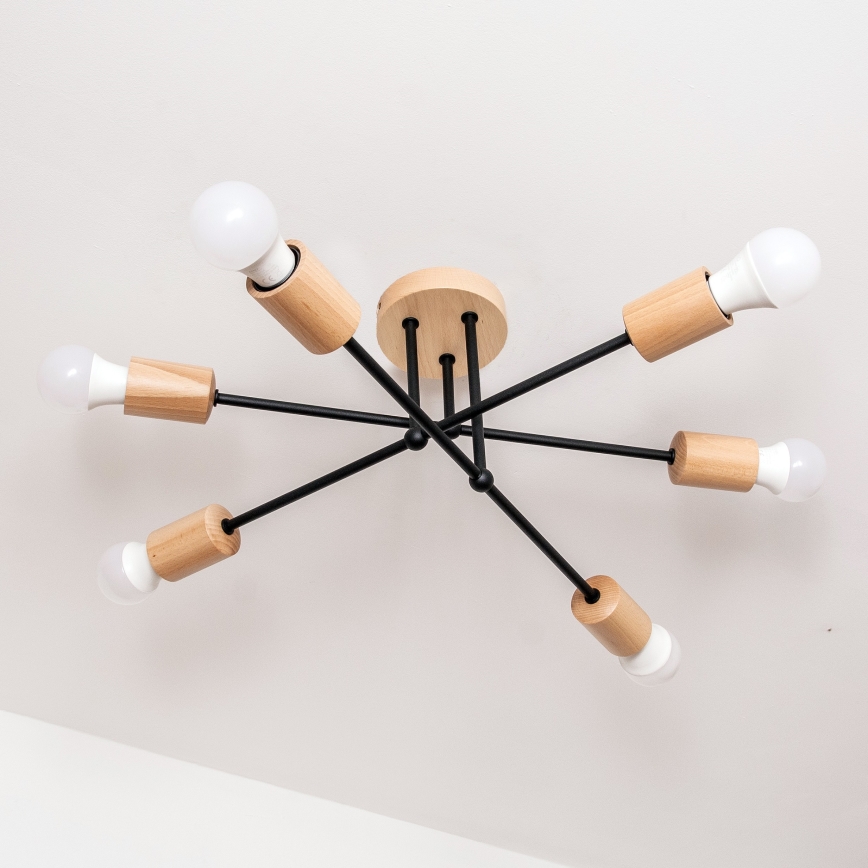 Flush-mounted chandelier CAMBRIDGE 6xE27/15W/230V pine