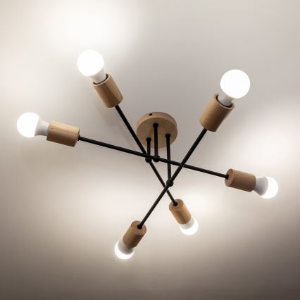 Flush-mounted chandelier CAMBRIDGE 6xE27/15W/230V pine
