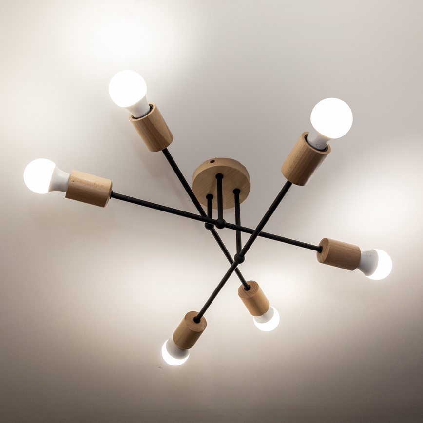 Flush-mounted chandelier CAMBRIDGE 6xE27/15W/230V pine