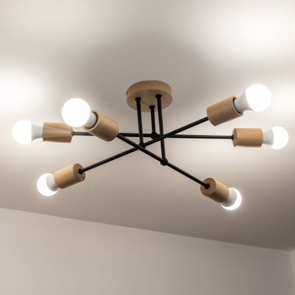 Flush-mounted chandelier CAMBRIDGE 6xE27/15W/230V pine