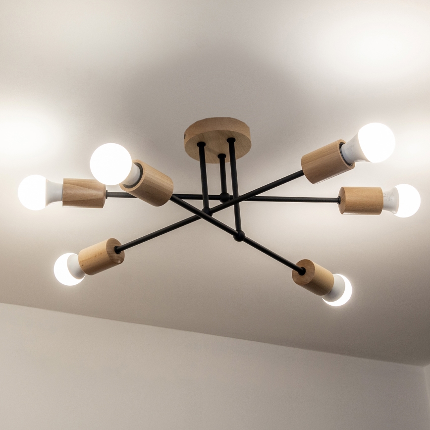 Flush-mounted chandelier CAMBRIDGE 6xE27/15W/230V pine