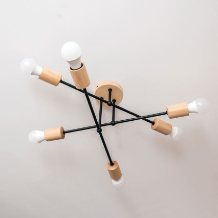 Flush-mounted chandelier CAMBRIDGE 6xE27/15W/230V pine