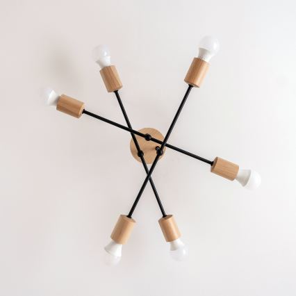 Flush-mounted chandelier CAMBRIDGE 6xE27/15W/230V pine