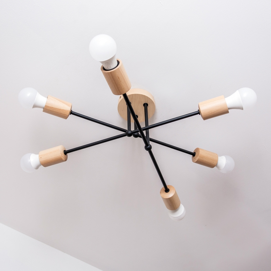 Flush-mounted chandelier CAMBRIDGE 6xE27/15W/230V pine