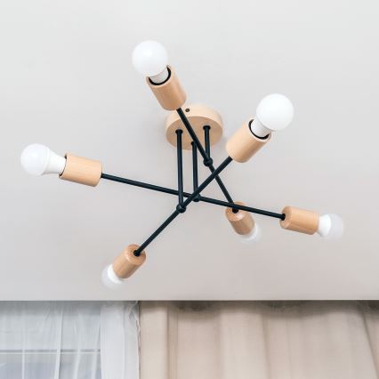Flush-mounted chandelier CAMBRIDGE 6xE27/15W/230V pine