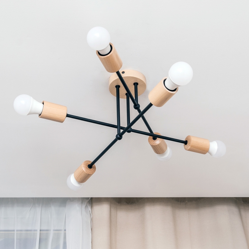 Flush-mounted chandelier CAMBRIDGE 6xE27/15W/230V pine
