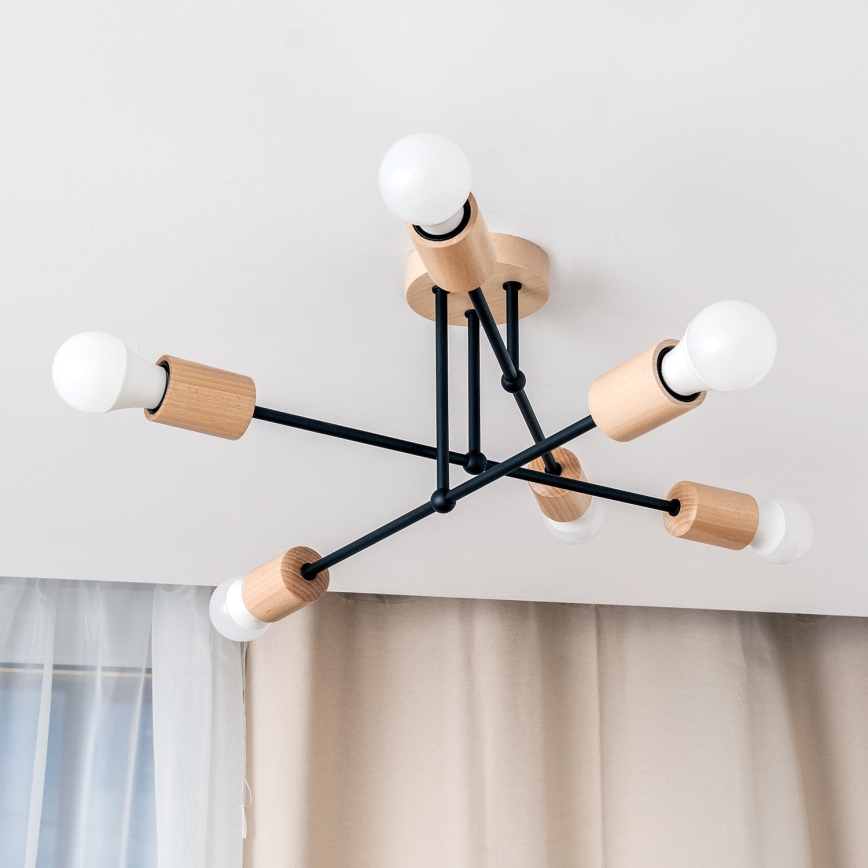 Flush-mounted chandelier CAMBRIDGE 6xE27/15W/230V pine
