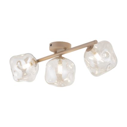 Flush-mounted chandelier LAVA 3xG9/8W/230V beige / smoked beige