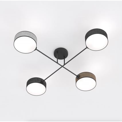 Flush-mounted chandelier MAGA 4xE14/10W/230V black/brown/grey