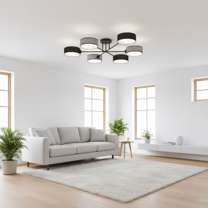 Flush-mounted chandelier MAGA 6xE14/10W/230V black/grey