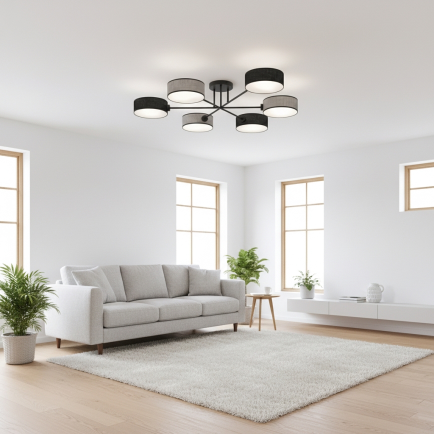 Flush-mounted chandelier MAGA 6xE14/10W/230V black/grey